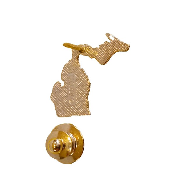 Vintage Avon State Michigan Gold Tone Lapel Hat Pin Tie Tack-U.P. and Lower Mich - Picture 2 of 2
